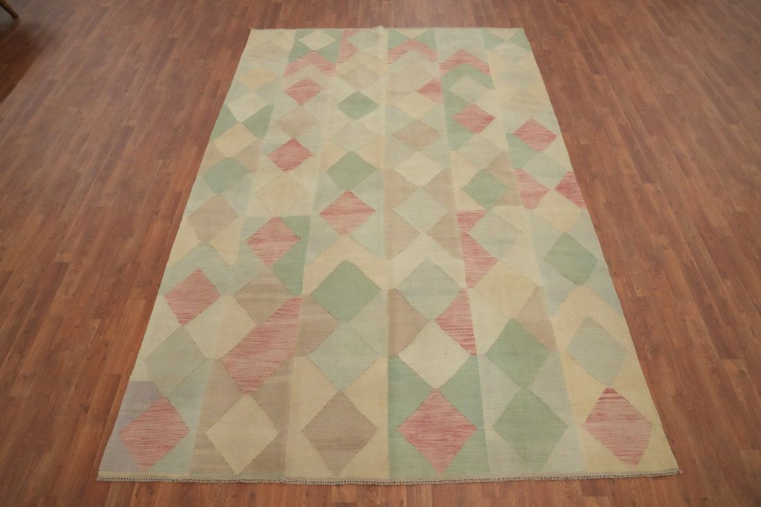 Vegetable Dye Wool Kilim Flat Weave Area Rug 6x10