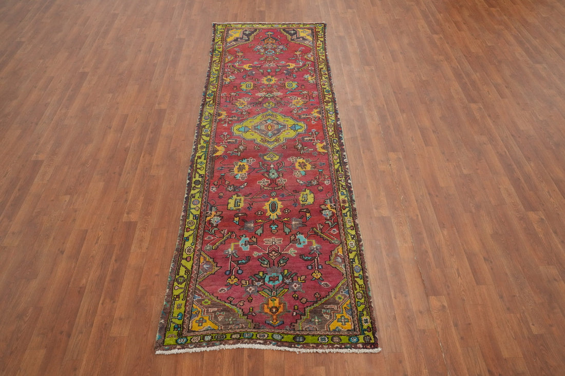 Handmade Wool Heriz Persian Runner Rug 3x10