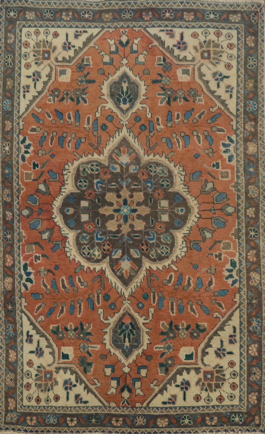Vintage Wool Medallion Tabriz Persian Rug 3x5
