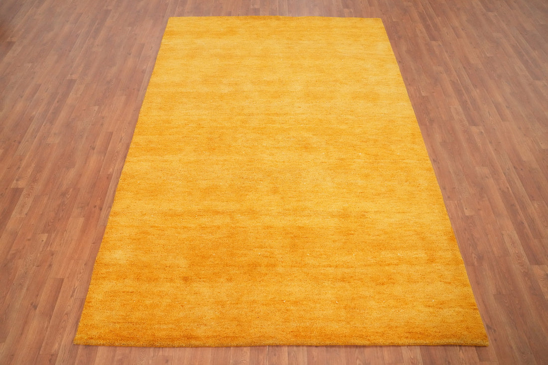 Warm Golden Glow: Elegant Yellow Gabbeh Area Rug 6x9