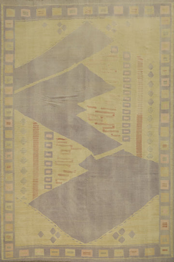 Vegetable Dye Yellow & Purple Kilim Area Rug 8x10