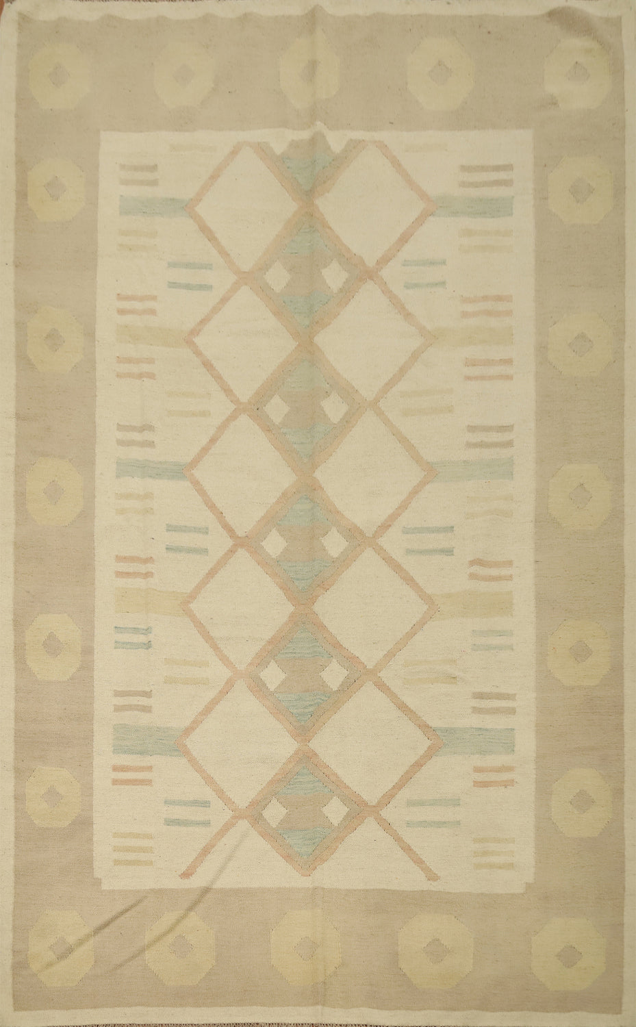 Vegetable Dye Geometric Kilim Flat Weave Area Rug 6x10