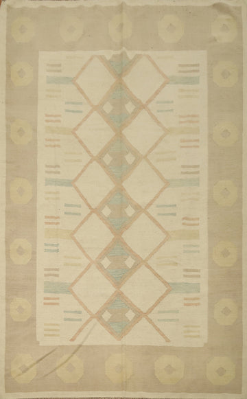 Vegetable Dye Geometric Kilim Flat Weave Area Rug 6x10
