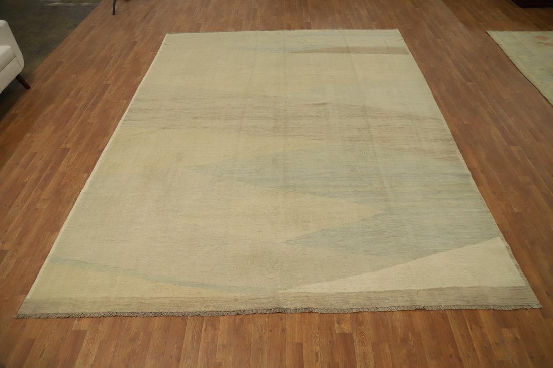Vegetable Dye Geometric Kilim Flat Weave Area Rug 9x12