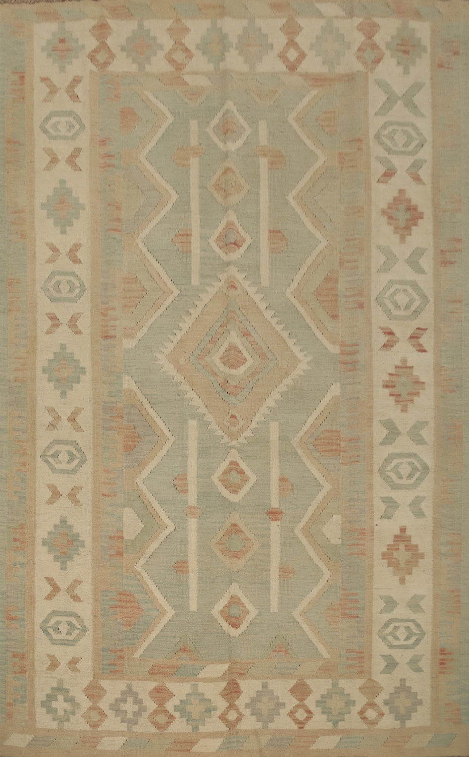 Elegant Geometric Kilim Area Rug 6x8 with Soft Pastel Hues