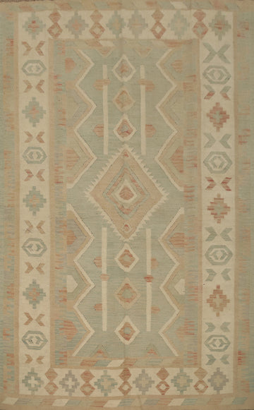 Elegant Geometric Kilim Area Rug 6x8 with Soft Pastel Hues