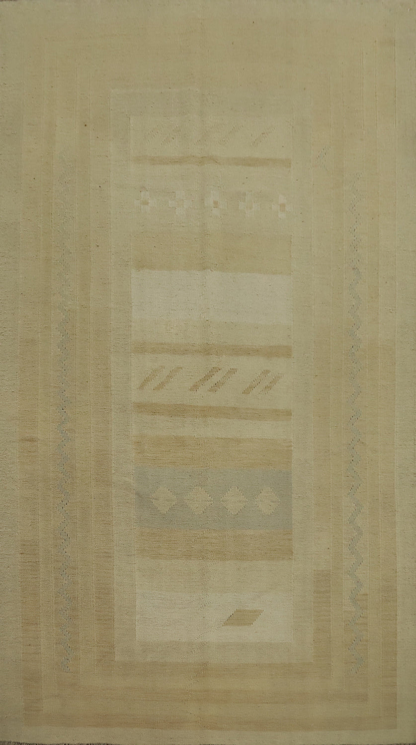 Vegetable Dye Geometric Kilim Flat Weave Area Rug 5x8