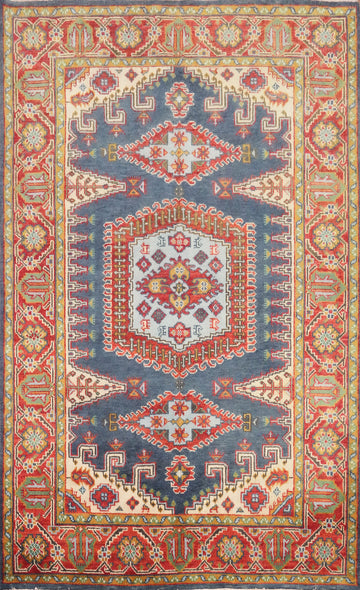 Blue Geometric Viss Indian Area Rug 6x9