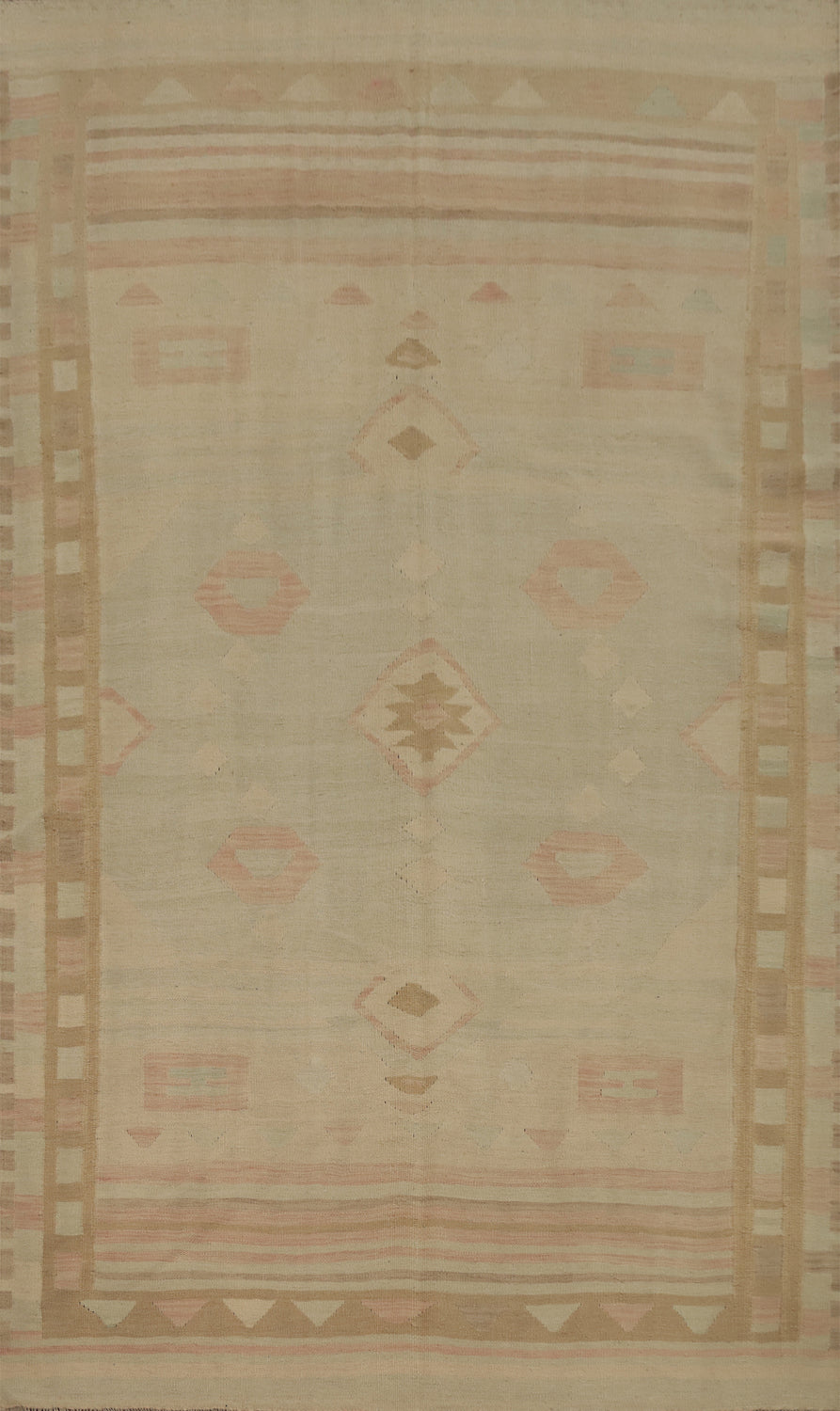 Chic Geometric Pattern Kilim Area Rug 6x9 in Gentle Neutral Palette