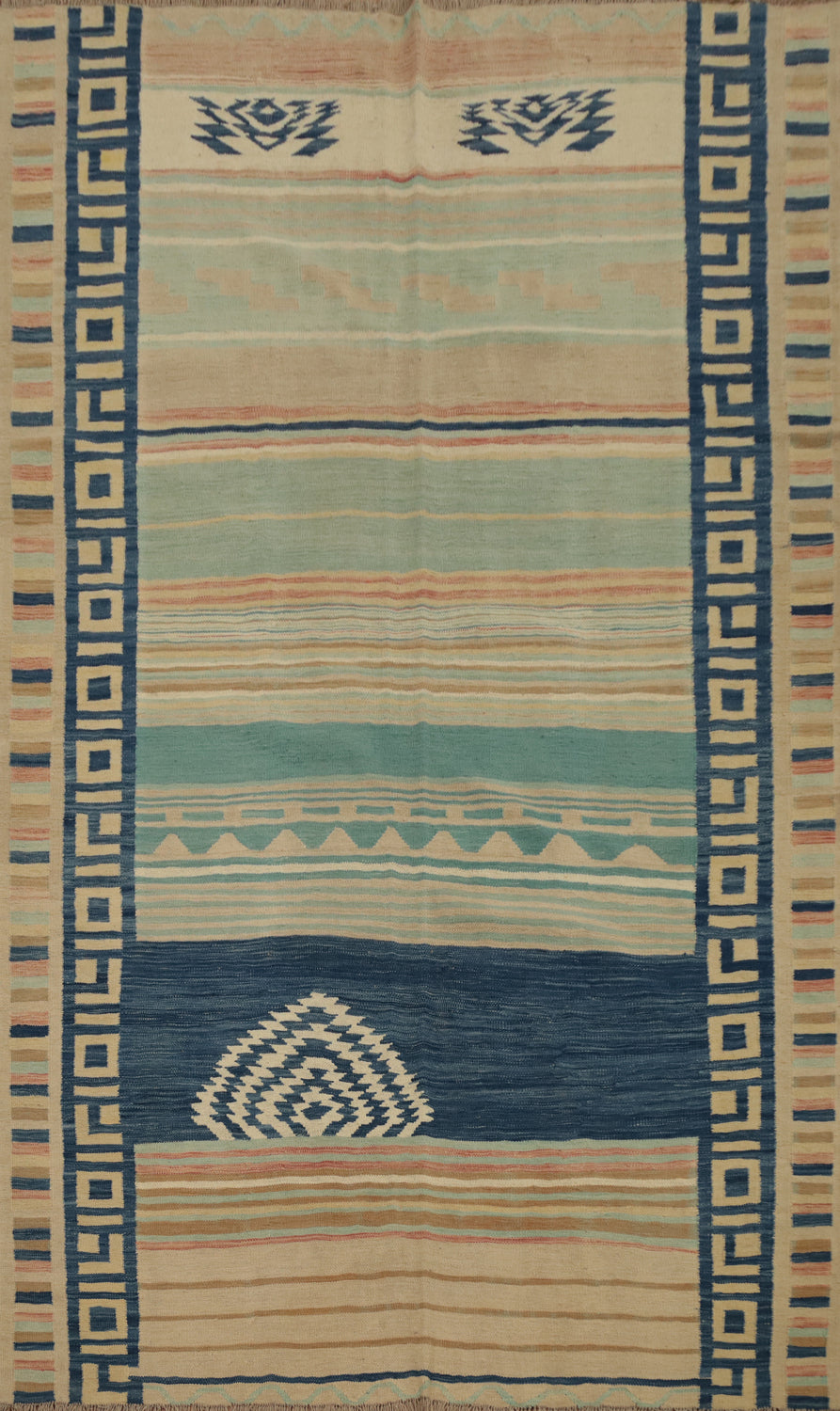 Geometric Delight: Handwoven Kilim Area Rug 6x9