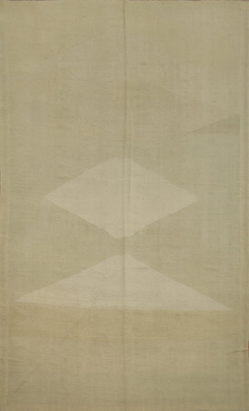 Neutral Tone Kilim Area Rug 6x10 Highlighting Gentle Geometric Shapes