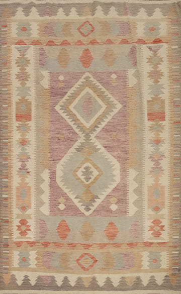 Vegetable Dye Geometric Kilim Handwoven Area Rug 7x10