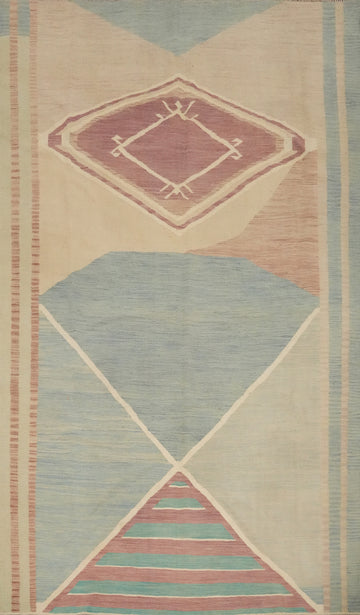 Vegetable Dye Geometric Kilim Flat Weave Area Rug 7x10