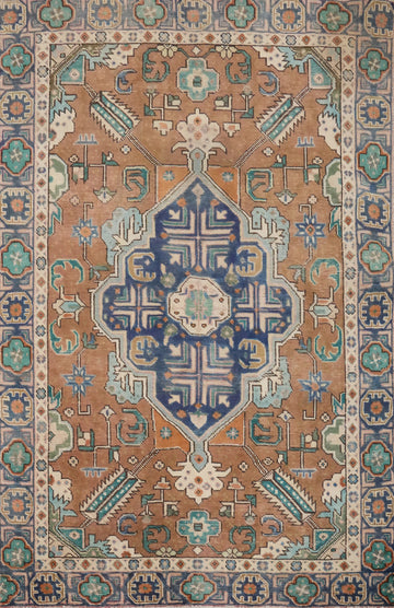 Vintage Geometric Tabriz Persian Rug 4x6
