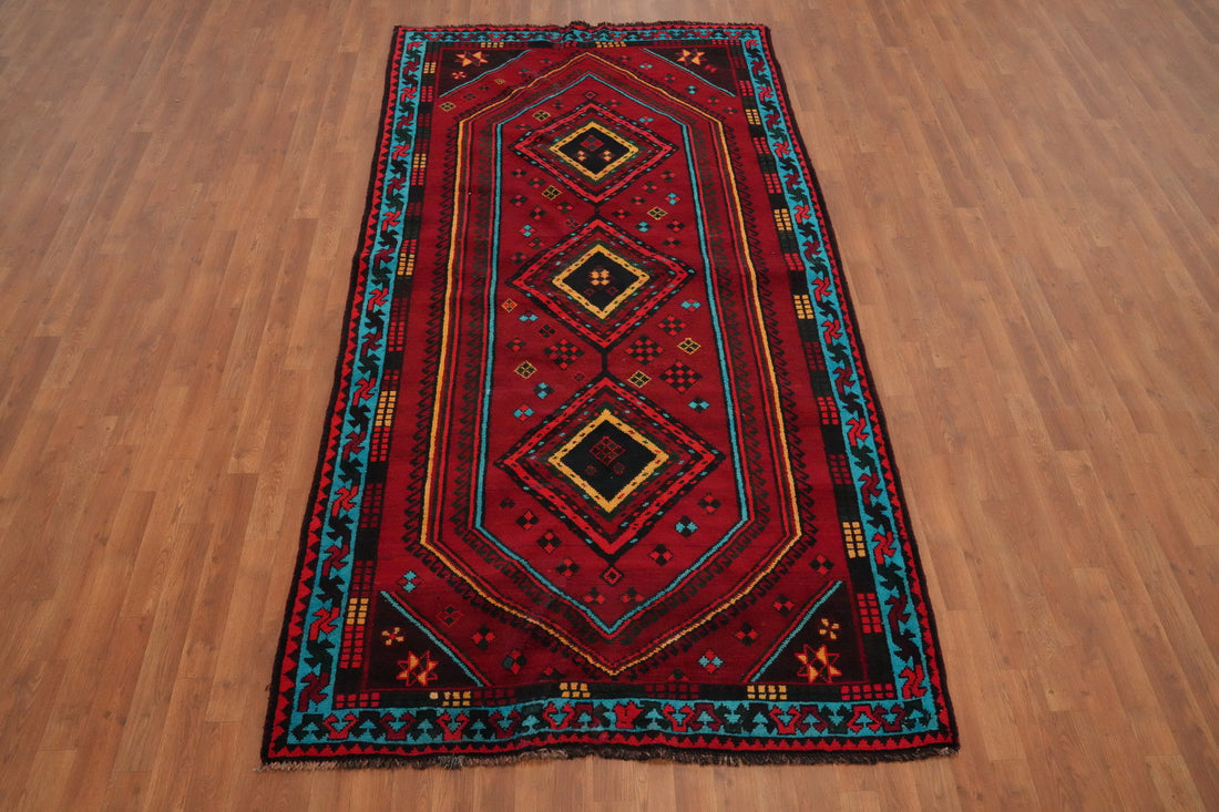 Vintage Geometric Shiraz Persian Area Rug 5x9