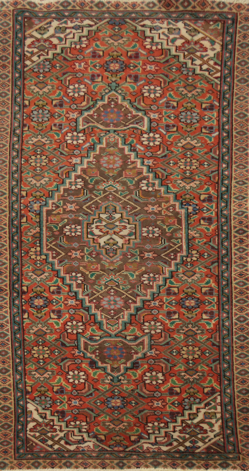 Geometric Wool Orange Tabriz Persian Rug 3x6