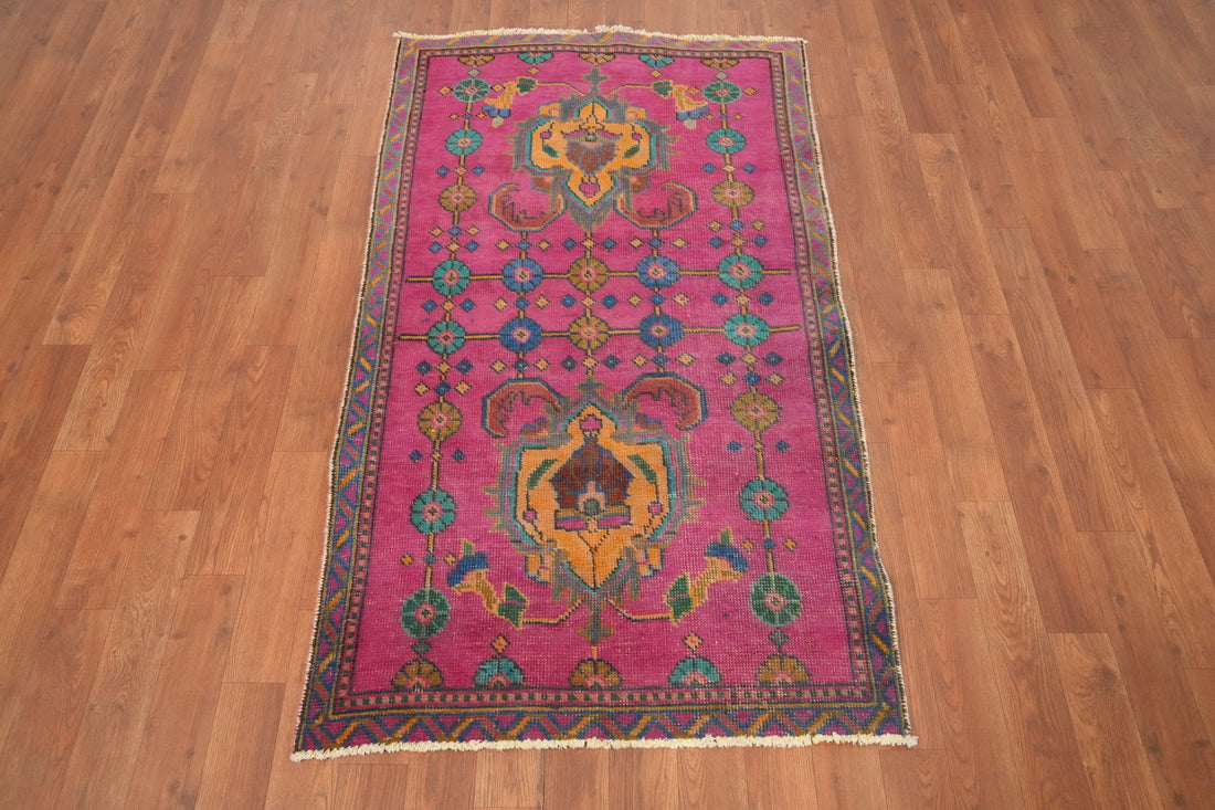 Fuchsia Pink Geometric Tabriz Persian Rug 3x5