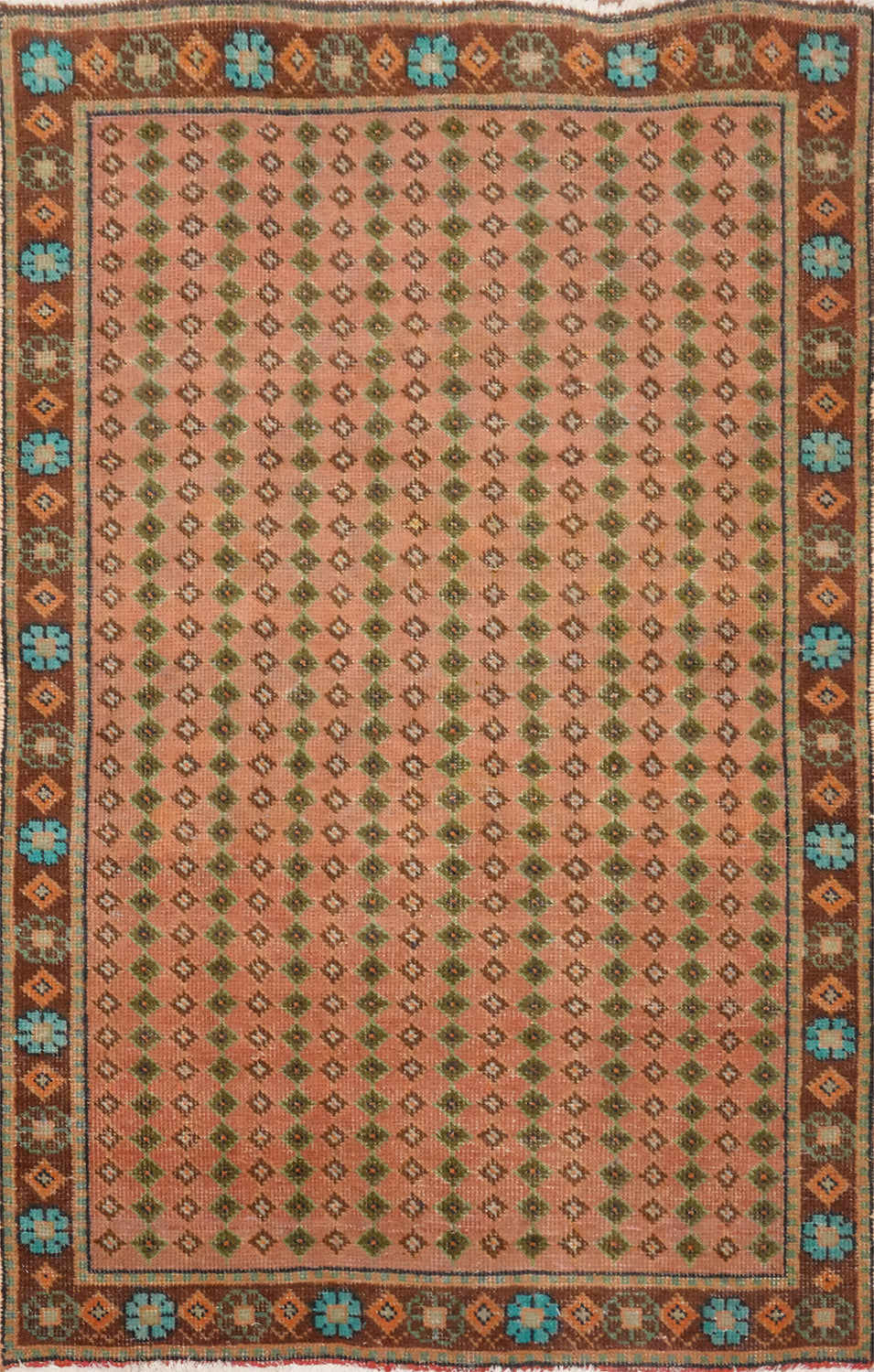 Vintage Geometric Tabriz Persian Rug 3x5