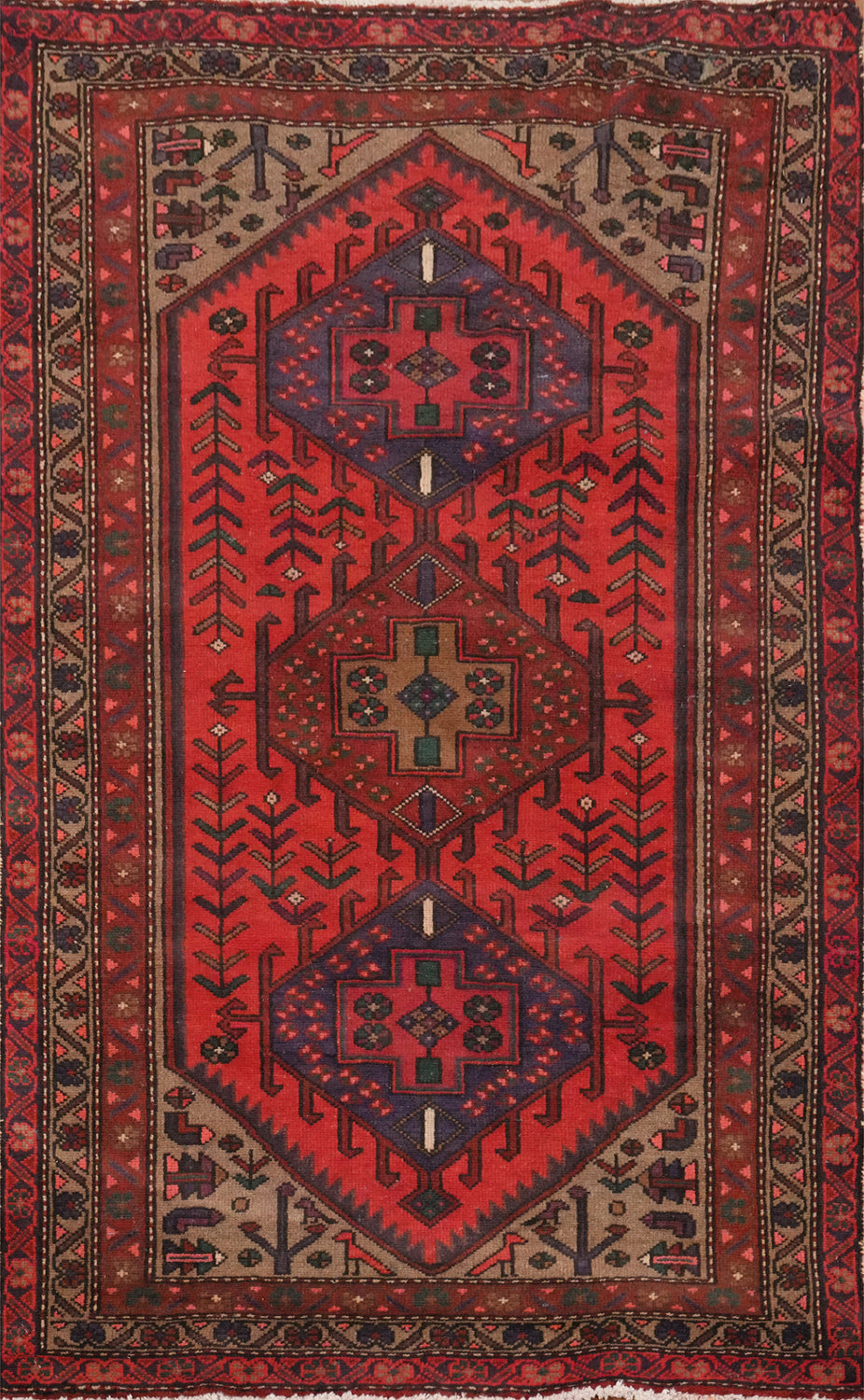 Handmade Wool Hamedan Persian Rug 3x5