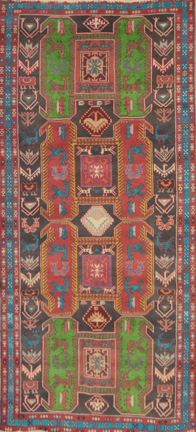 Tribal Wool Meshkin Persian Runner Rug 4x10