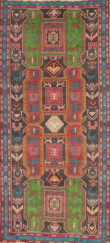 Tribal Wool Meshkin Persian Runner Rug 4x10