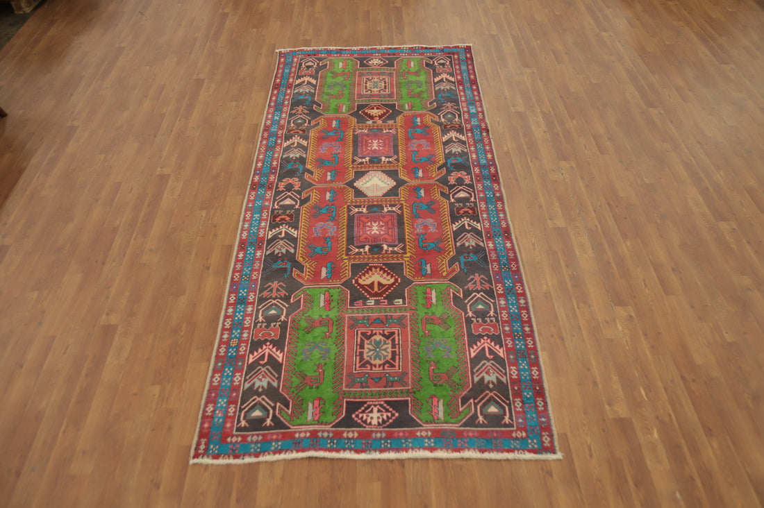 Tribal Wool Meshkin Persian Runner Rug 4x10