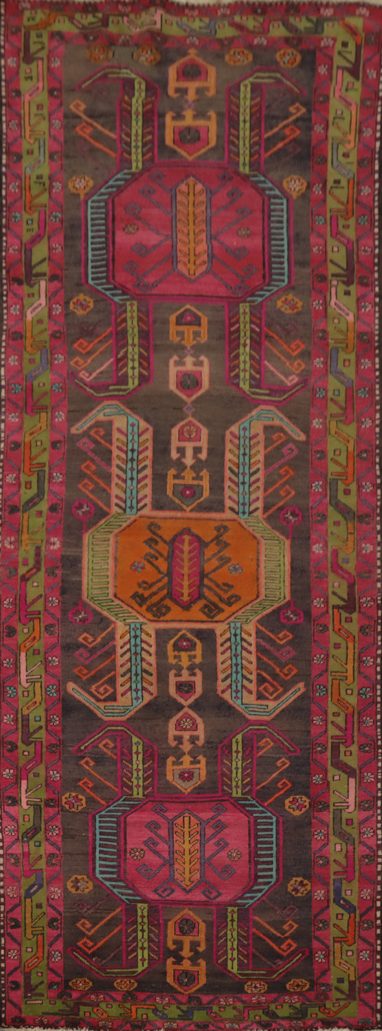 Tribal Geometric Ardebil Persian Runner Rug 4x11