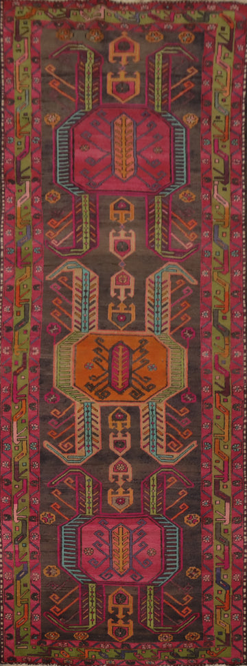 Tribal Geometric Ardebil Persian Runner Rug 4x11