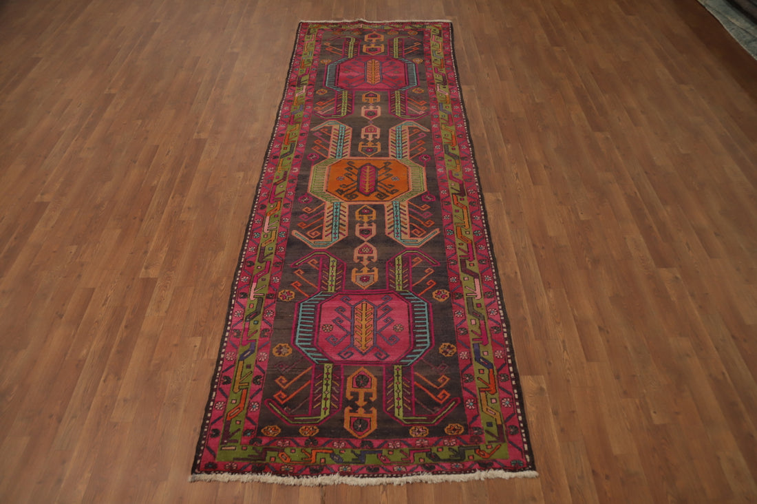 Tribal Geometric Ardebil Persian Runner Rug 4x11