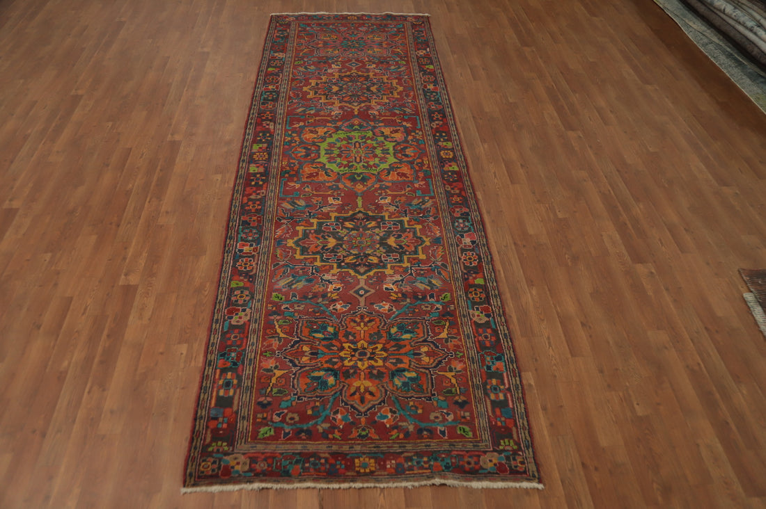Vintage Wool Heriz Persian Runner Rug 4x11