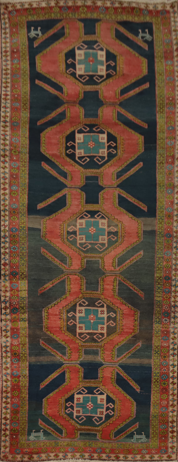 Tribal Geometric Meshkin Persian Runner Rug 4x11