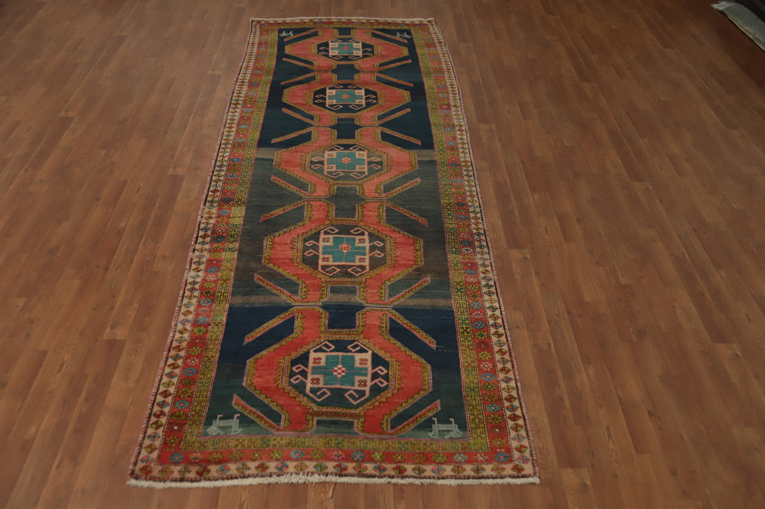Tribal Geometric Meshkin Persian Runner Rug 4x11