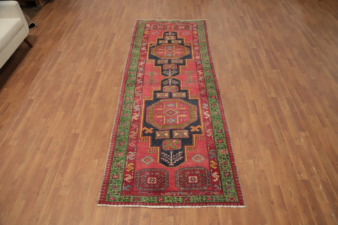 Geometric Wool Tabriz Persian Runner Rug 4x10