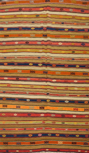 Multicolor Striped Kilim Area Rug 5x8 Adds Warmth to Any Space