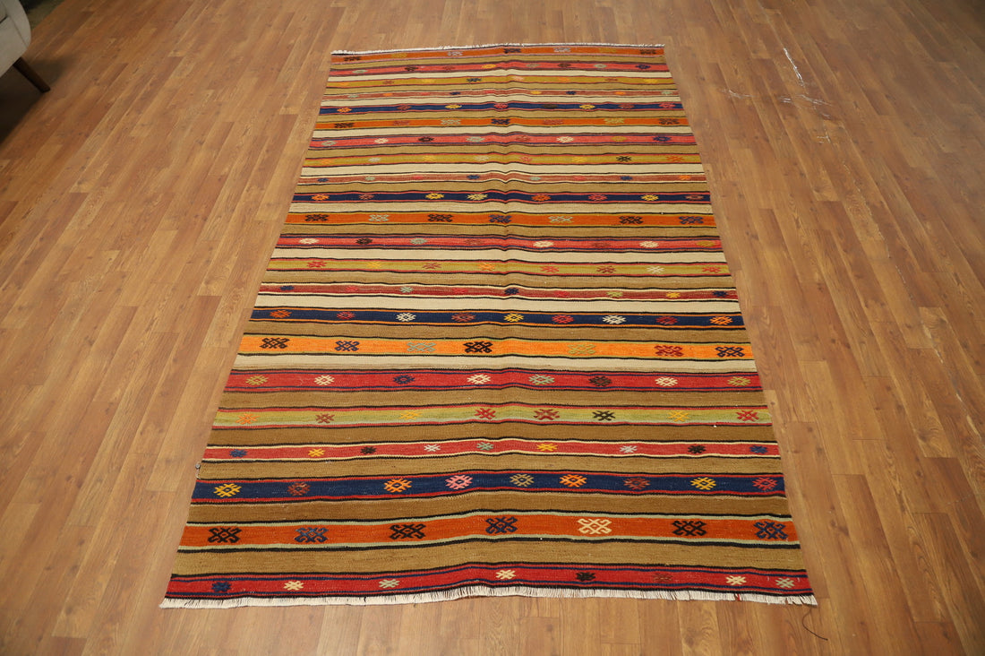 Multicolor Striped Kilim Area Rug 5x8 Adds Warmth to Any Space