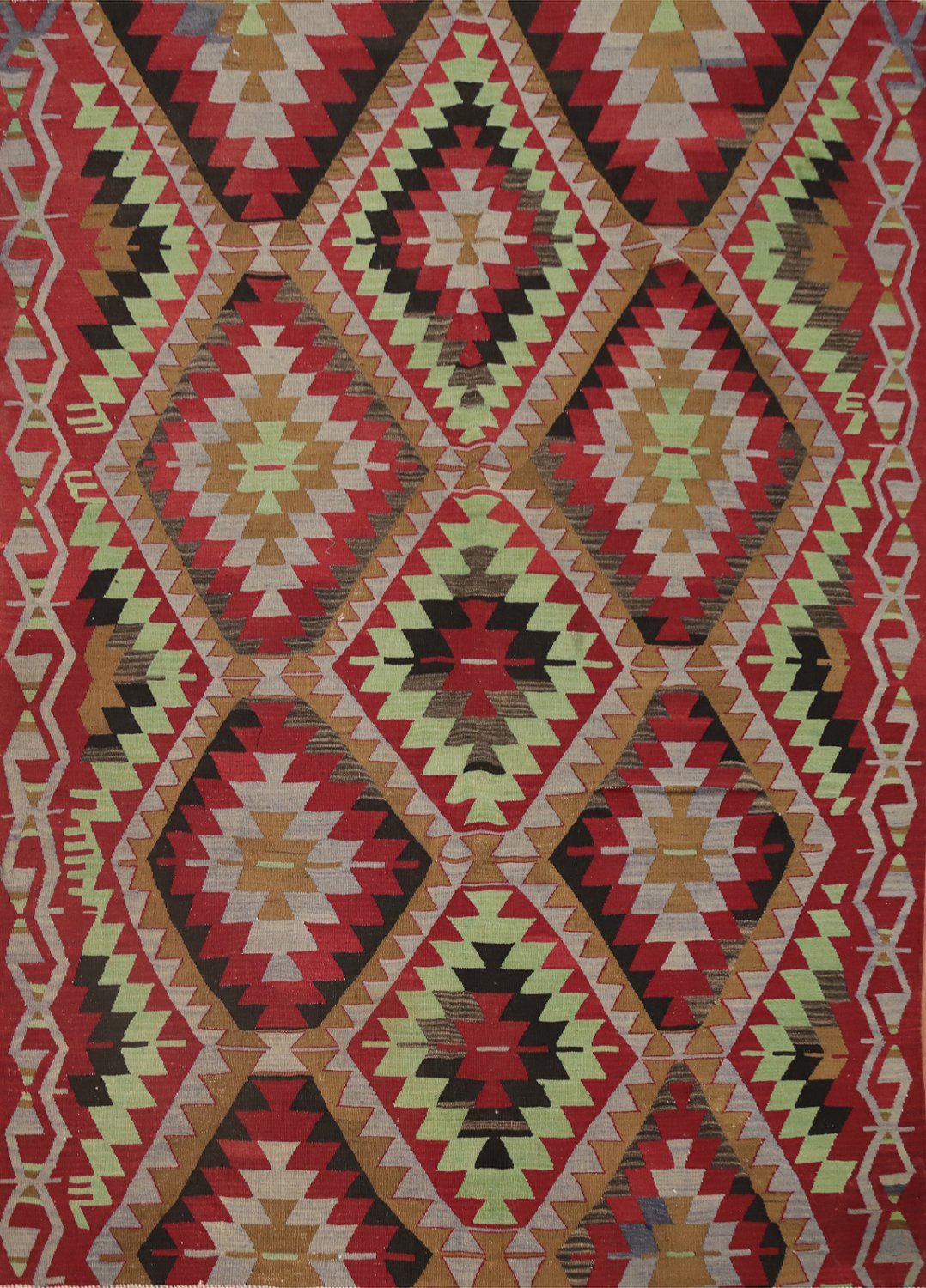 Geometric Kilim Vegetable Dye Area Rug 6x8