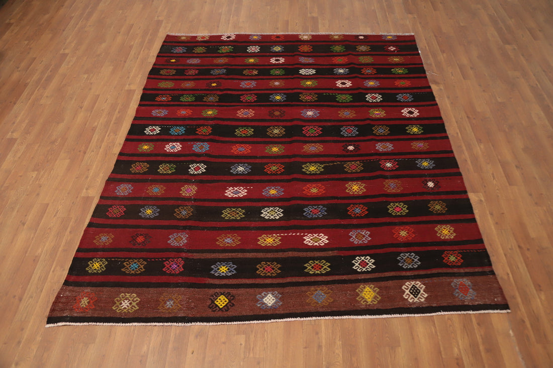 Vegetable Dye Kilim Turkish Area Rug 7x8