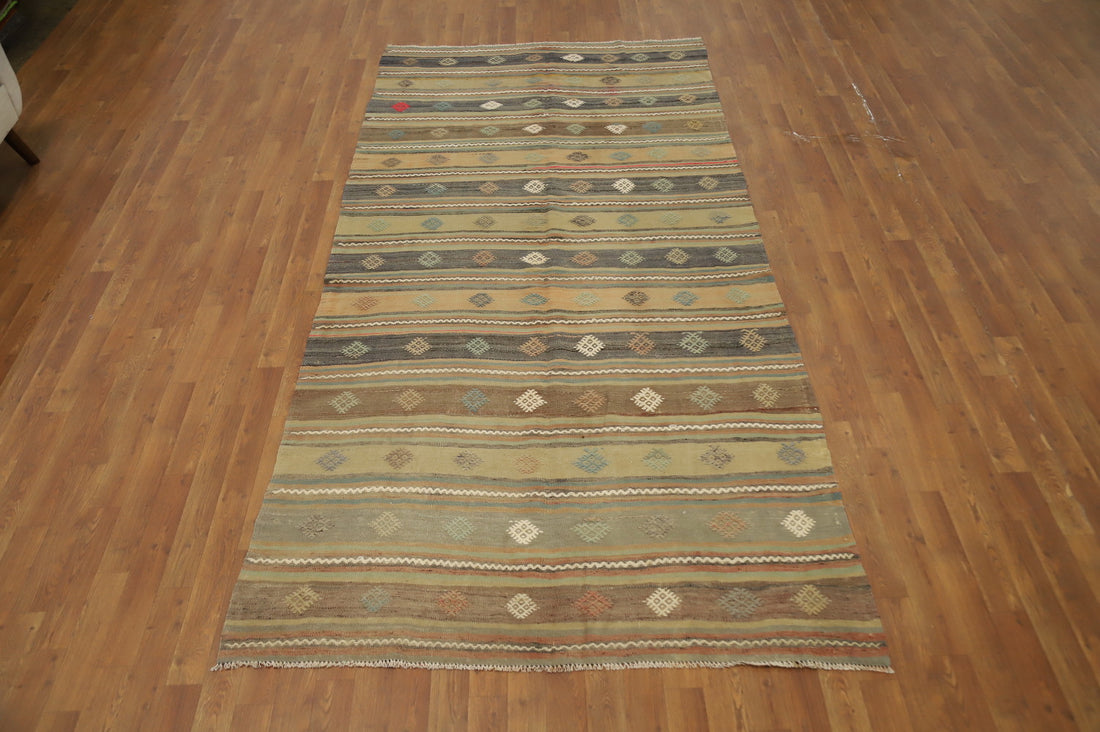 Vegetable Dye Kilim Turkish Area Rug 5x10
