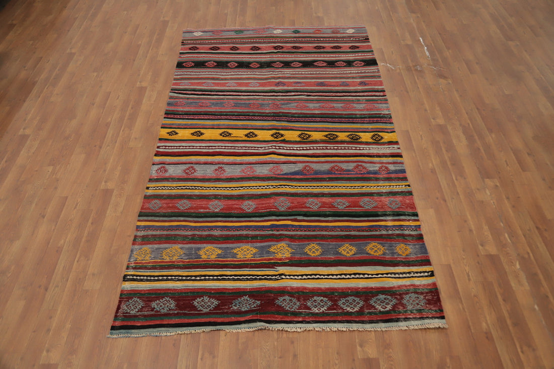 Vegetable Dye Kilim Turkish Area Rug 5x11