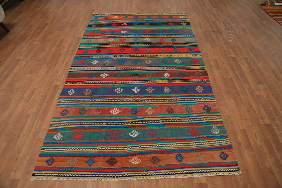 Vegetable Dye Kilim Turkish Area Rug 5x9