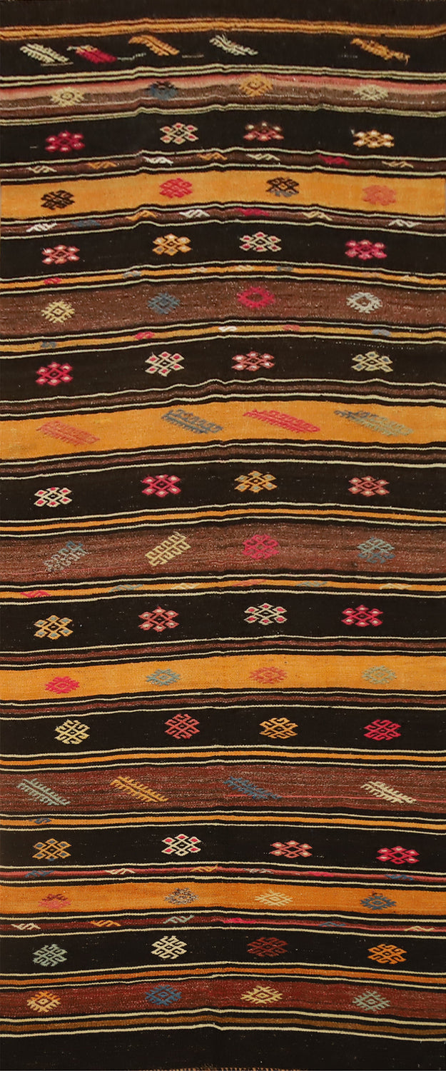 Vegetable Dye Kilim Turkish Runner Rug 4x12
