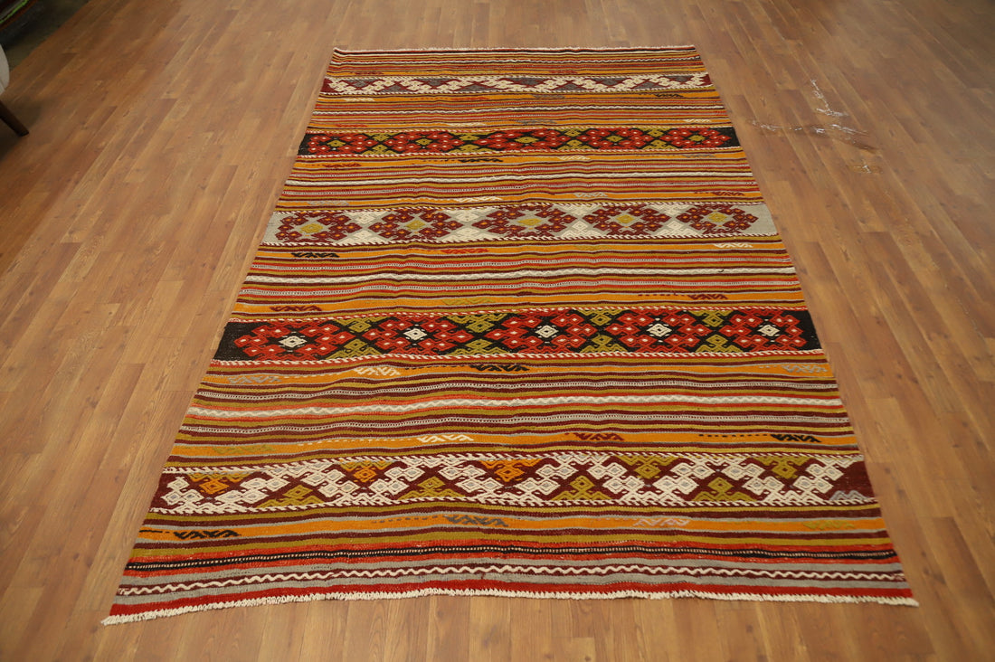 Vegetable Dye Kilim Turkish Area Rug 6x9