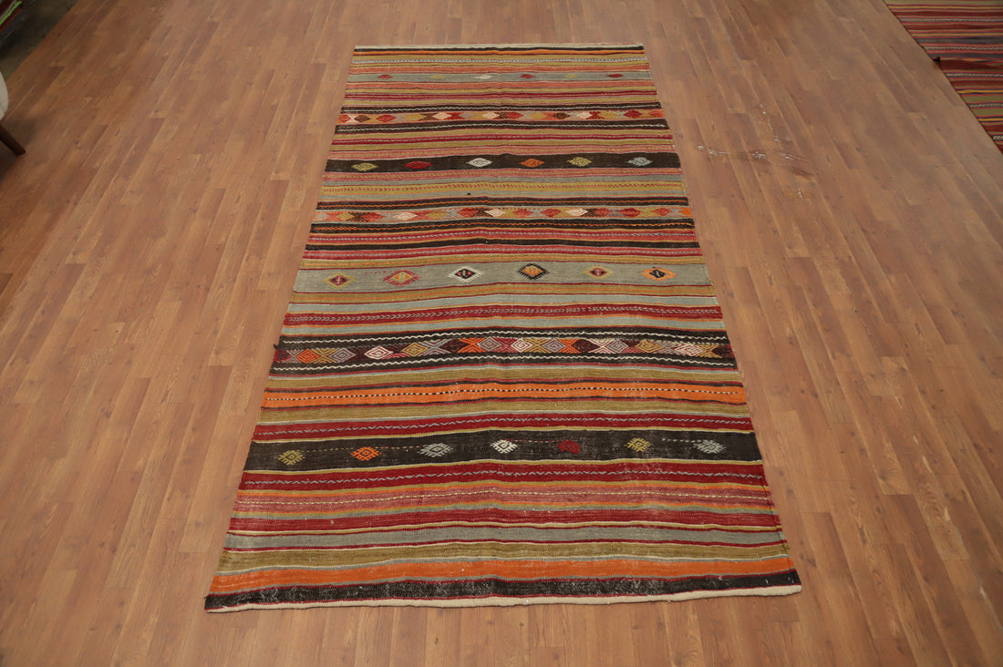 Vegetable Dye Kilim Turkish Area Rug 5x10