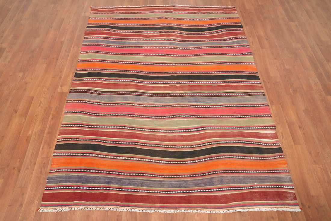 Vibrant Stripe Kilim Kilim Rug 5x7 Add Warmth to Your Living Space