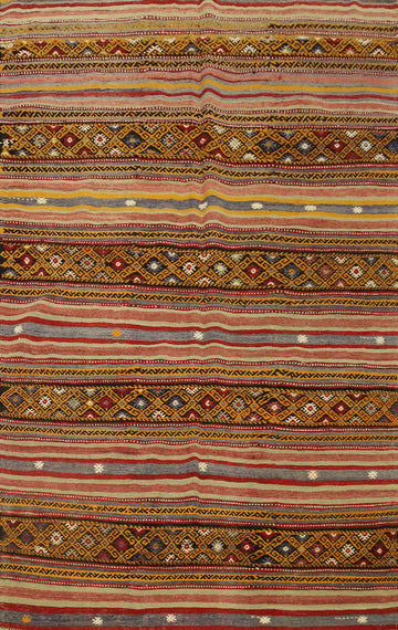 Vegetable Dye Kilim Turkish Area Rug 6x8