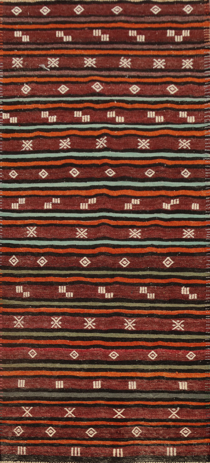 Vegetable Dye Kilim Turkish Runner Rug 3x8