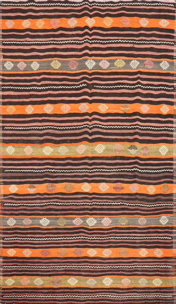 Vegetable Dye Wool Striped Kilim Area Rug 6x9
