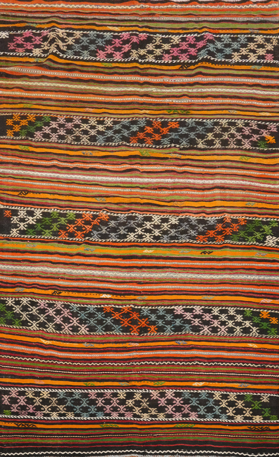 Vegetable Dye Kilim Geometric Wool Area Rug 6x9