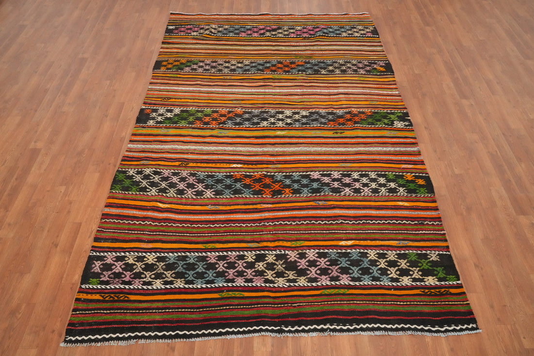 Vegetable Dye Kilim Geometric Wool Area Rug 6x9