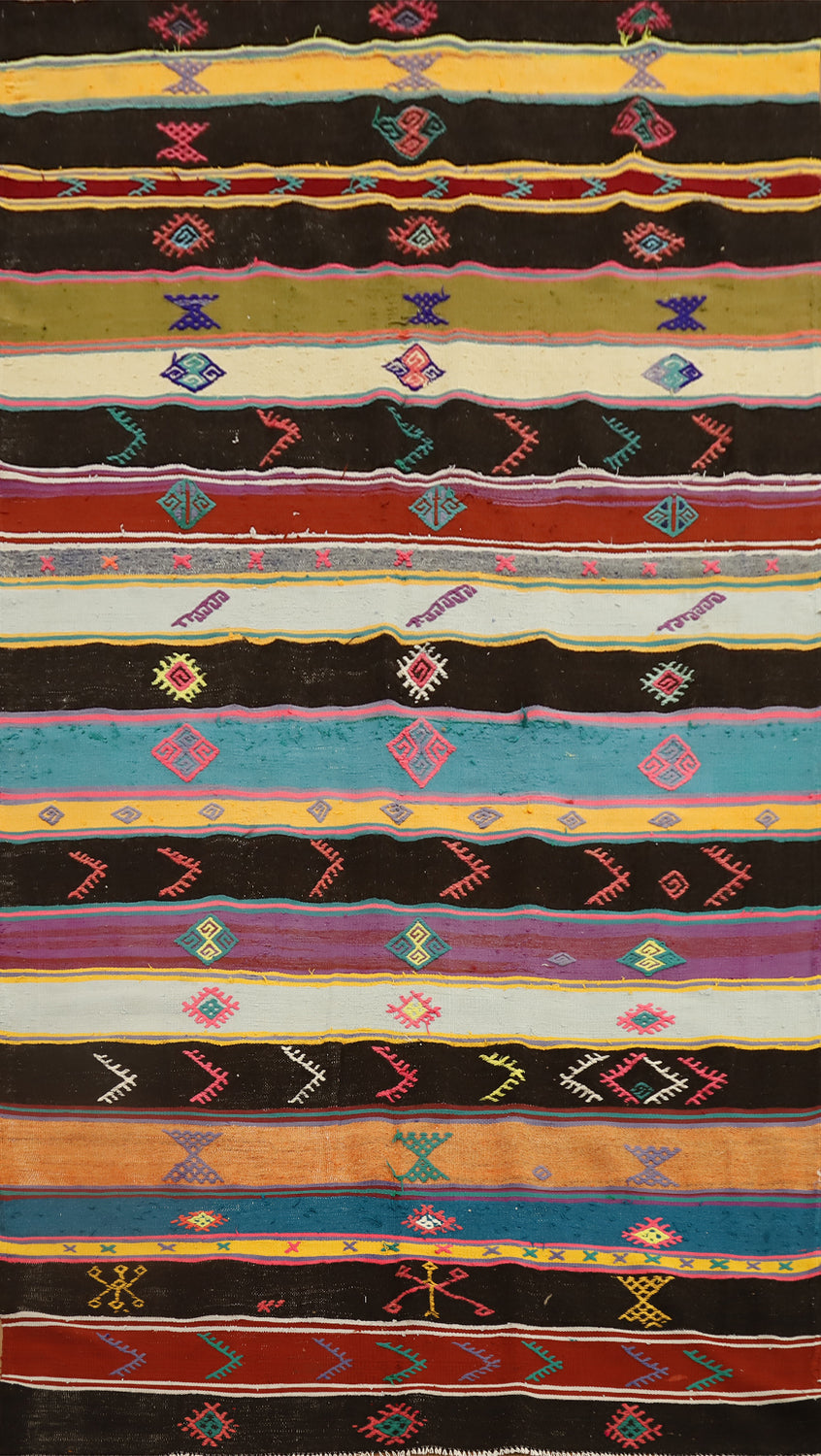 Vegetable Dye Kilim Tribal Wool Area Rug 5x10